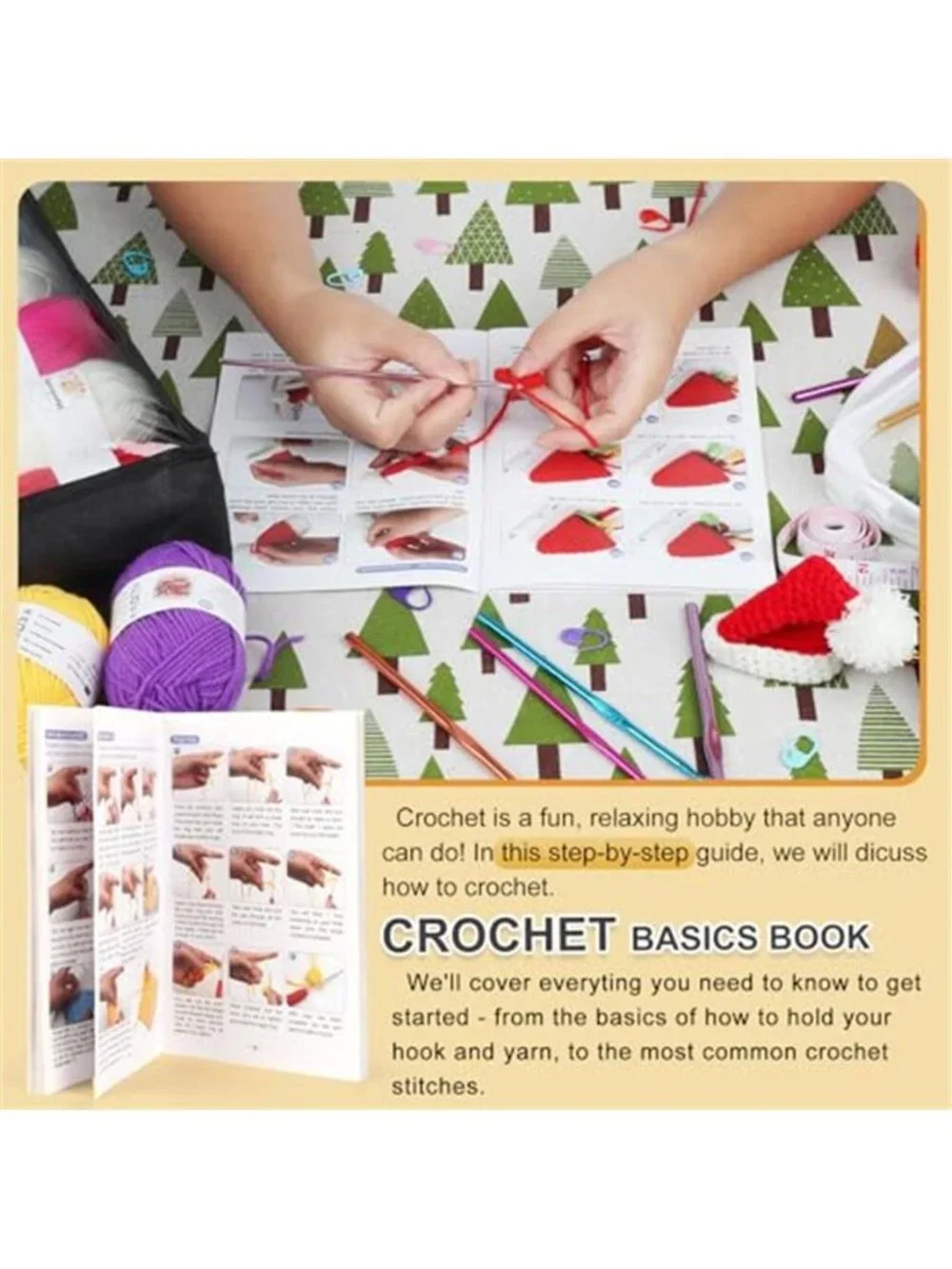 Crochet Kit for Beginners Everything Included Hooks Yarn Starter Set Gift